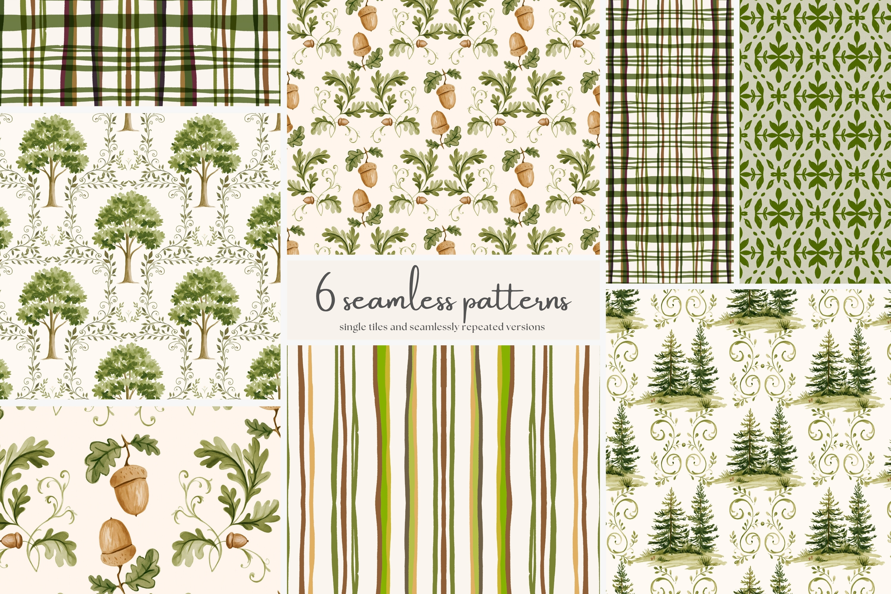 Woodland Seamless Patterns Set
