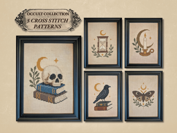 5 Celestial Occult Cross Stitch Patterns