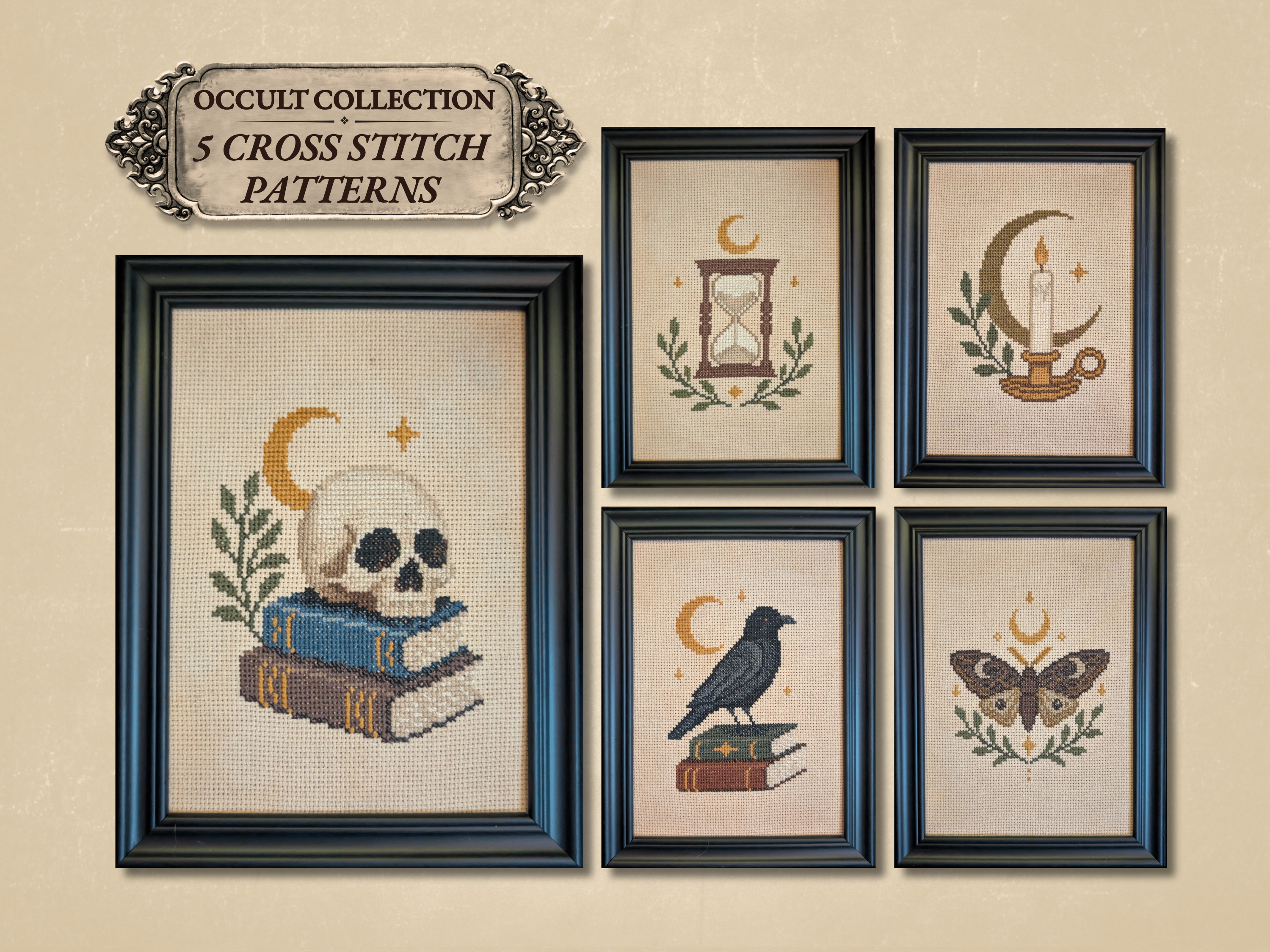 5 Celestial Occult Cross Stitch Patterns