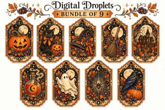 9 Vintage Halloween Gift Tags