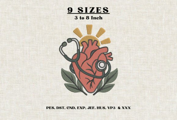 Anatomical Heart Stethoscope Embroidery