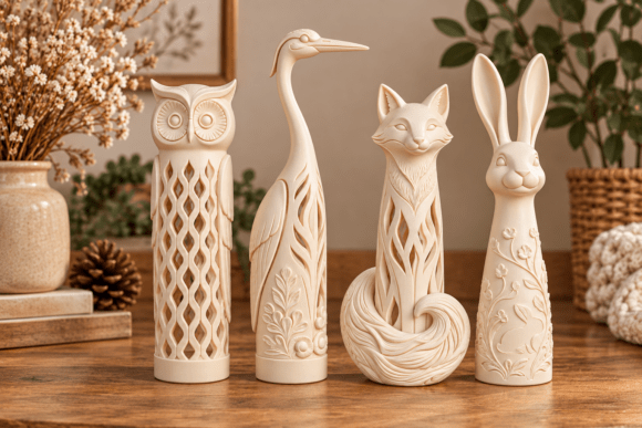 Animal Sculpture Quartet 3D Printable Design – Owl, Heron, Fox & Rabbit - Image 2