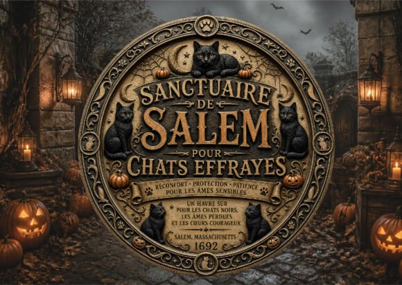Black Cat Sanctuary Halloween Door Sign