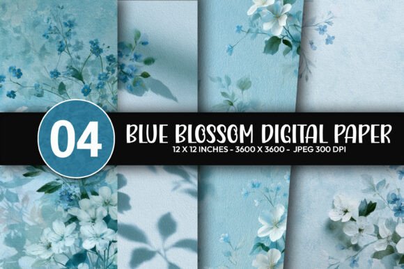 Blue Blossom Digital Paper