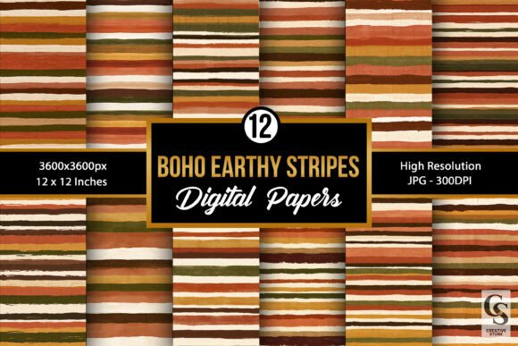 Boho Earthy Fall Stripe Seamless Pattern