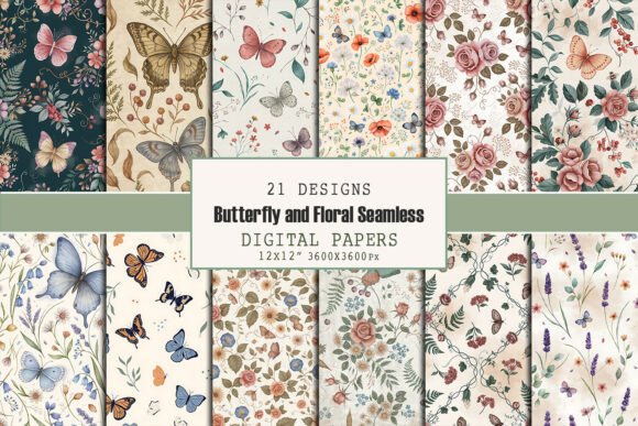 Butterfly and Floral Seamless Pattern