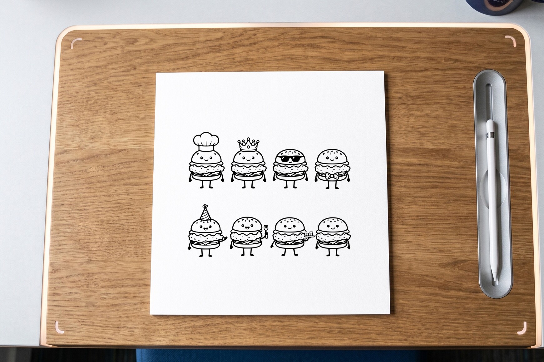Cartoon Burger Characters Doodle