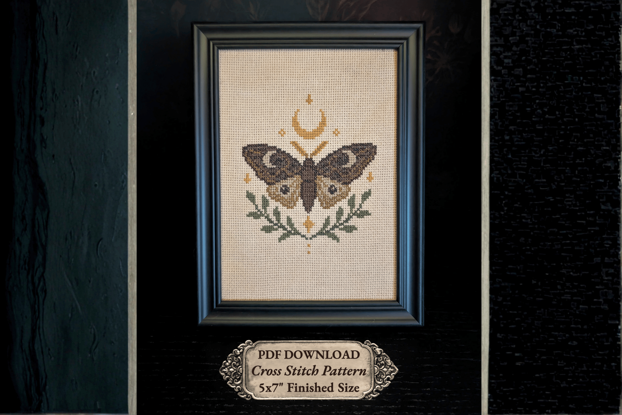 Celestial Moth Cross Stitch Pattern