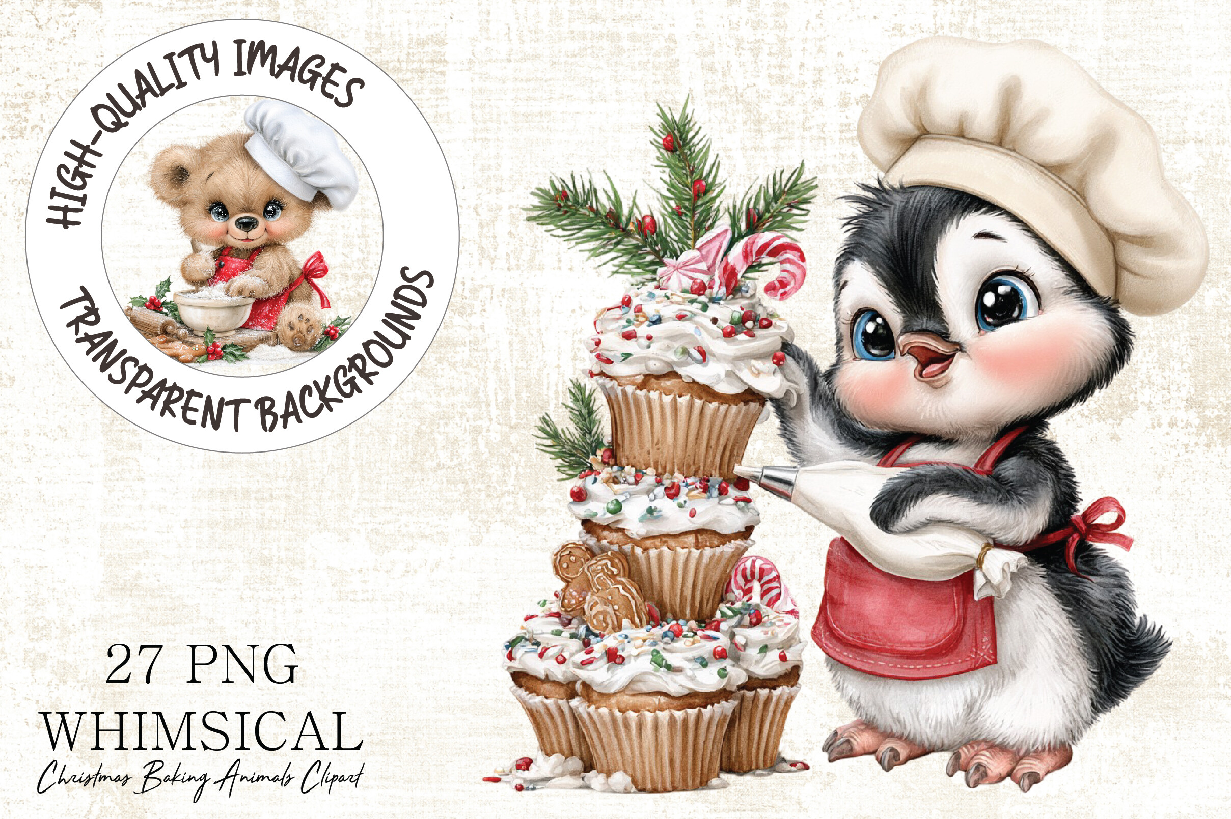 Christmas Baking Animals Clipart