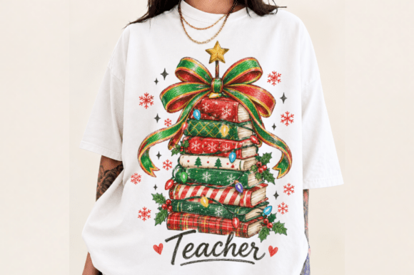 Christmas Book Tree Png, Teacher Christ