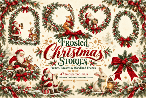 Christmas Clipart PNG Frames and Wreaths