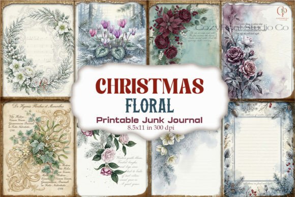 Christmas Floral Wreath Junk Journal