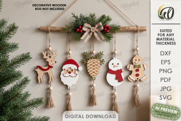 Christmas Hanging Ornaments Laser Cut (Design 1) laser cut file