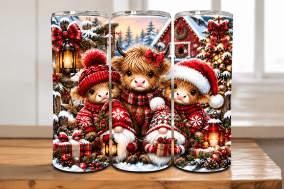 Christmas Highland Cows in Winter Tumble