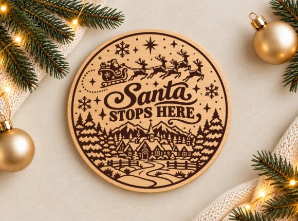 Christmas Santa Stops Here Ornament Svg 3d Printing