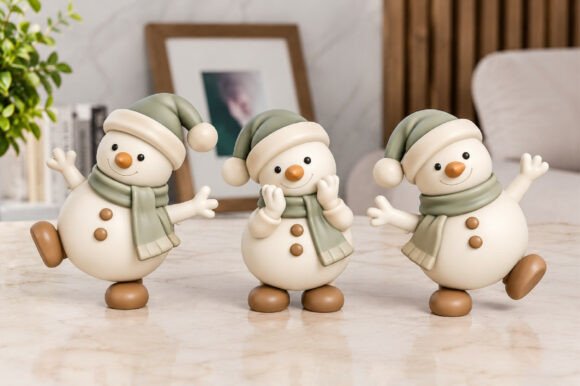 Christmas Snowman Figurines 3D Print STL – Holiday Decor Download - Image 1