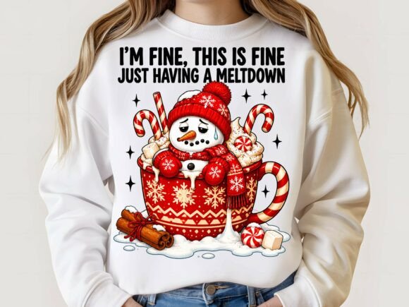Christmas Snowman Hot Chocolate Pun PNG.