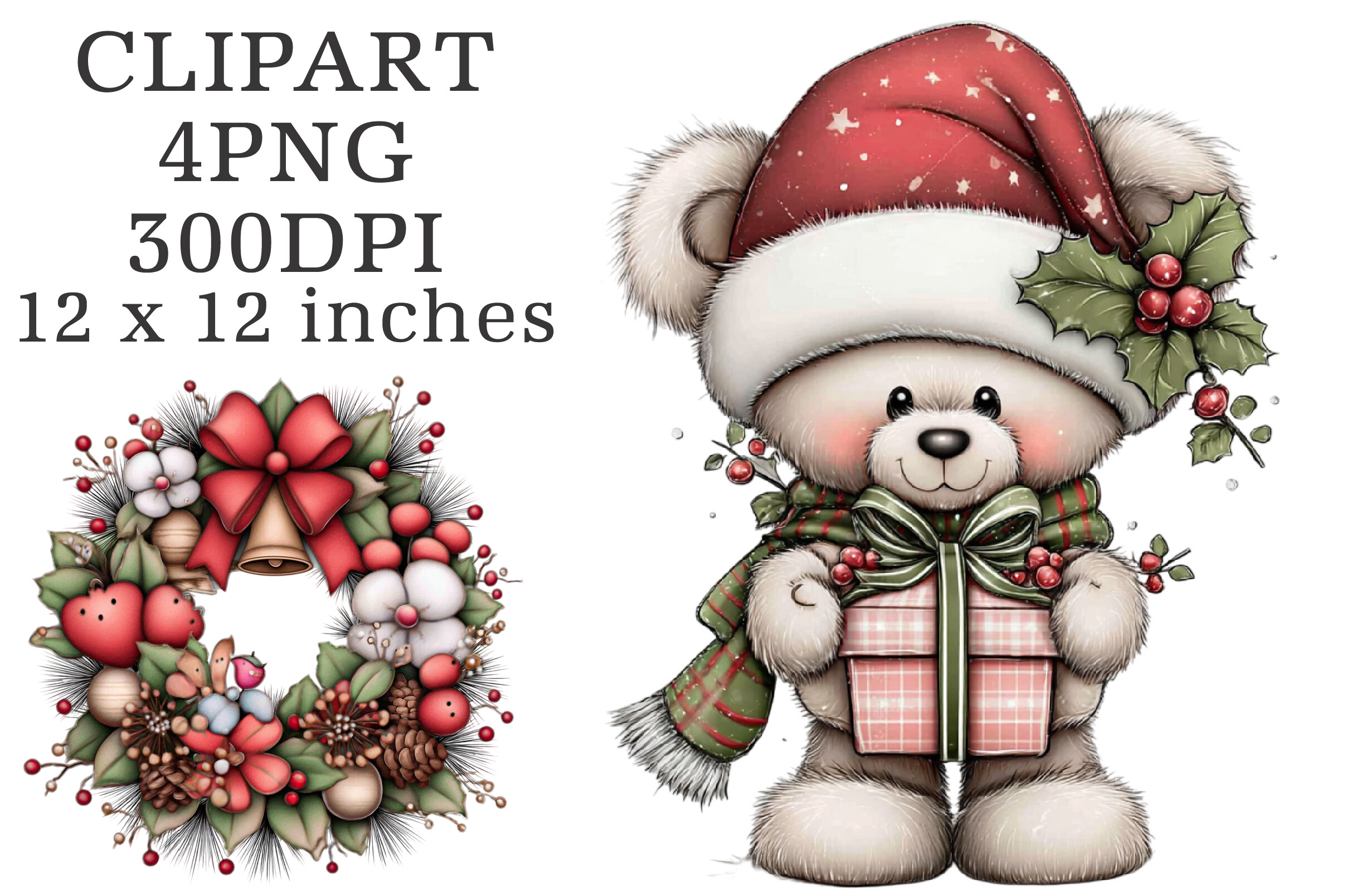 Christmas Teddy Bear Clipart PNG