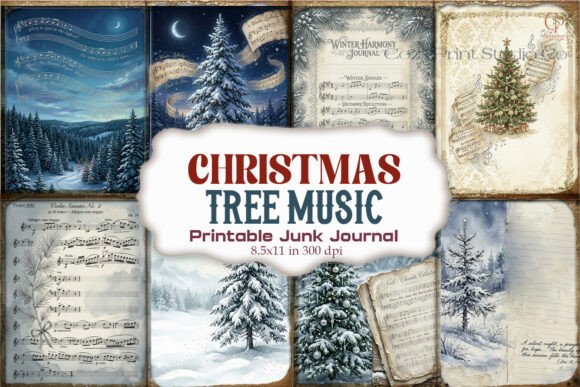 Christmas Tree Sheet Music Junk Journal