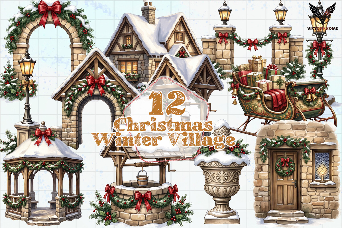 Christmas Winter Village Clipart