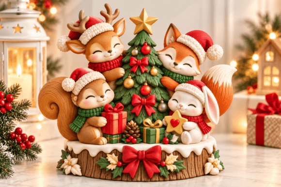Christmas Teddy Bear Set STL – 4 Knitted 3D Print Models for Holiday Decor - Image 17
