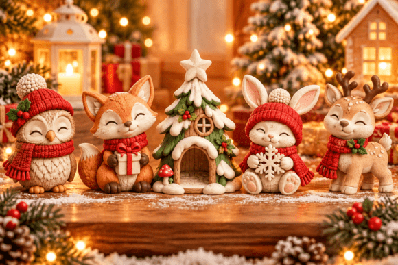 Christmas Woodland Set STL 3D Print - Owl, Fox, Rabbit & Reindeer - Image 2