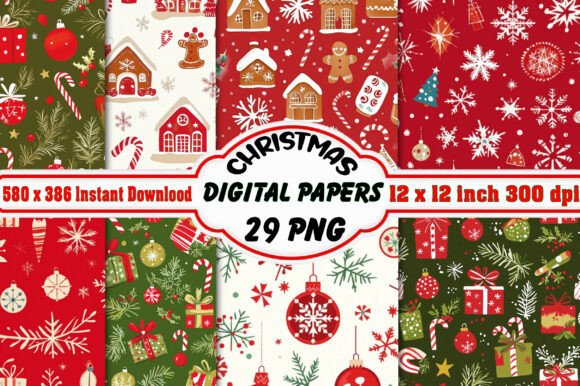 Christmas Digital Paper Patterns Bundle