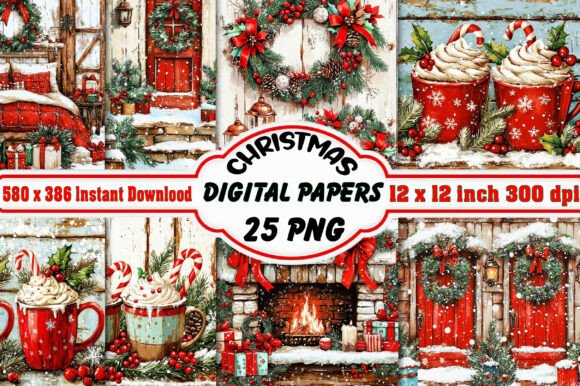 Christmas Holiday Digital Paper Patterns