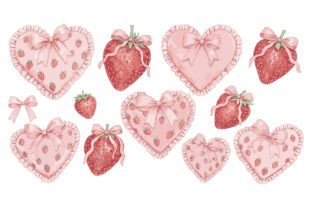 Pillo Only Coquette Pink Strawberry and Heart Pillo Graphic by Rextore · Creative ...