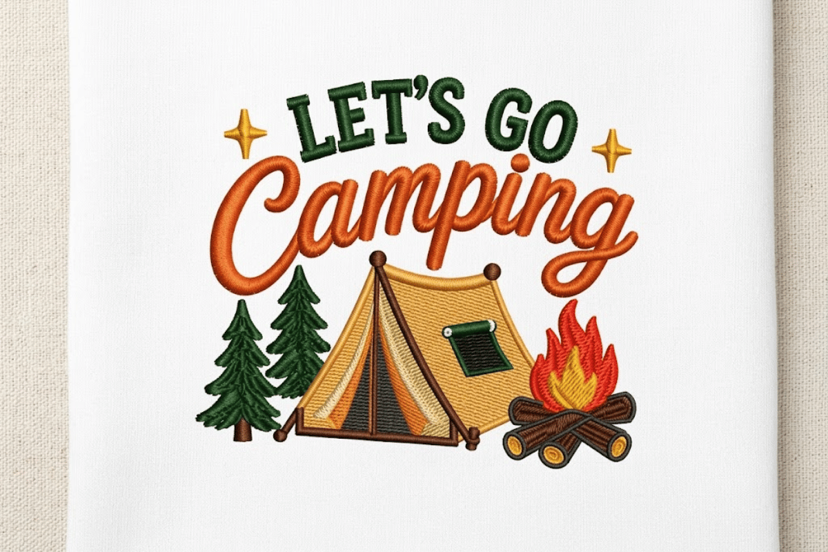 Cozy Camping Scene with Green Pine Trees