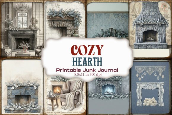 Cozy Hearth Fireplace Junk Journal Pages