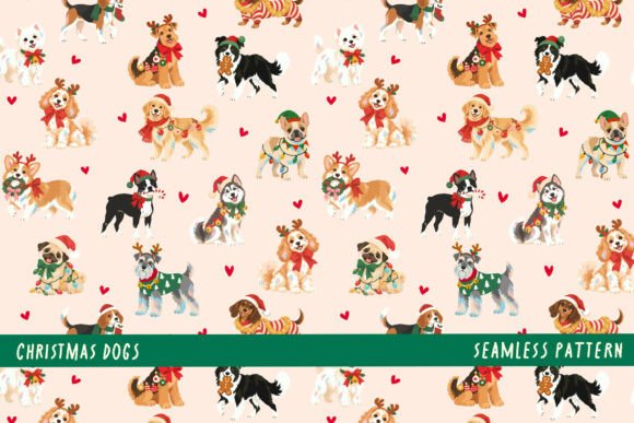 Cute Dog Christmas Pattern Background