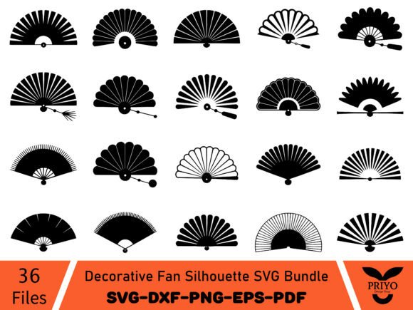 Decorative Fan Silhouette SVG Bundle