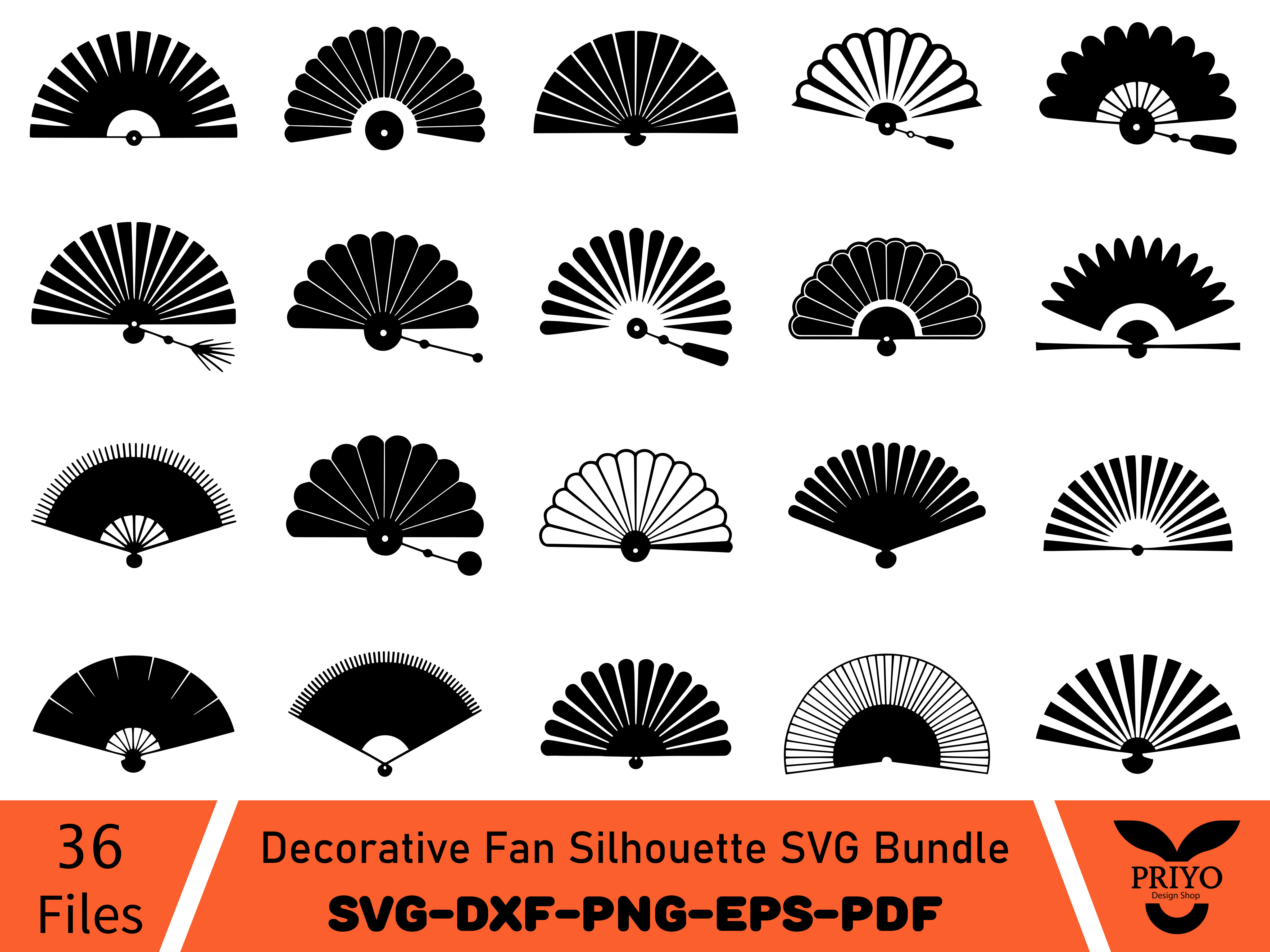 Decorative Fan Silhouette SVG Bundle