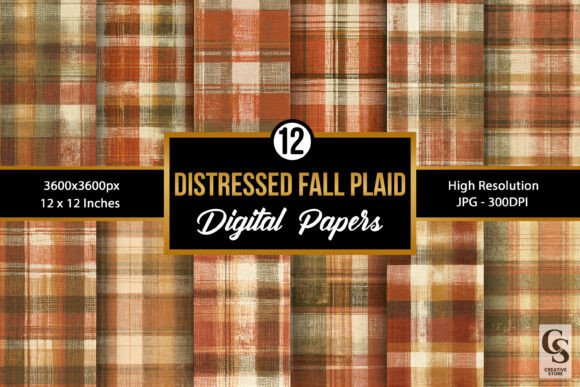 Distressed Fall Plaid Seamless Patterns