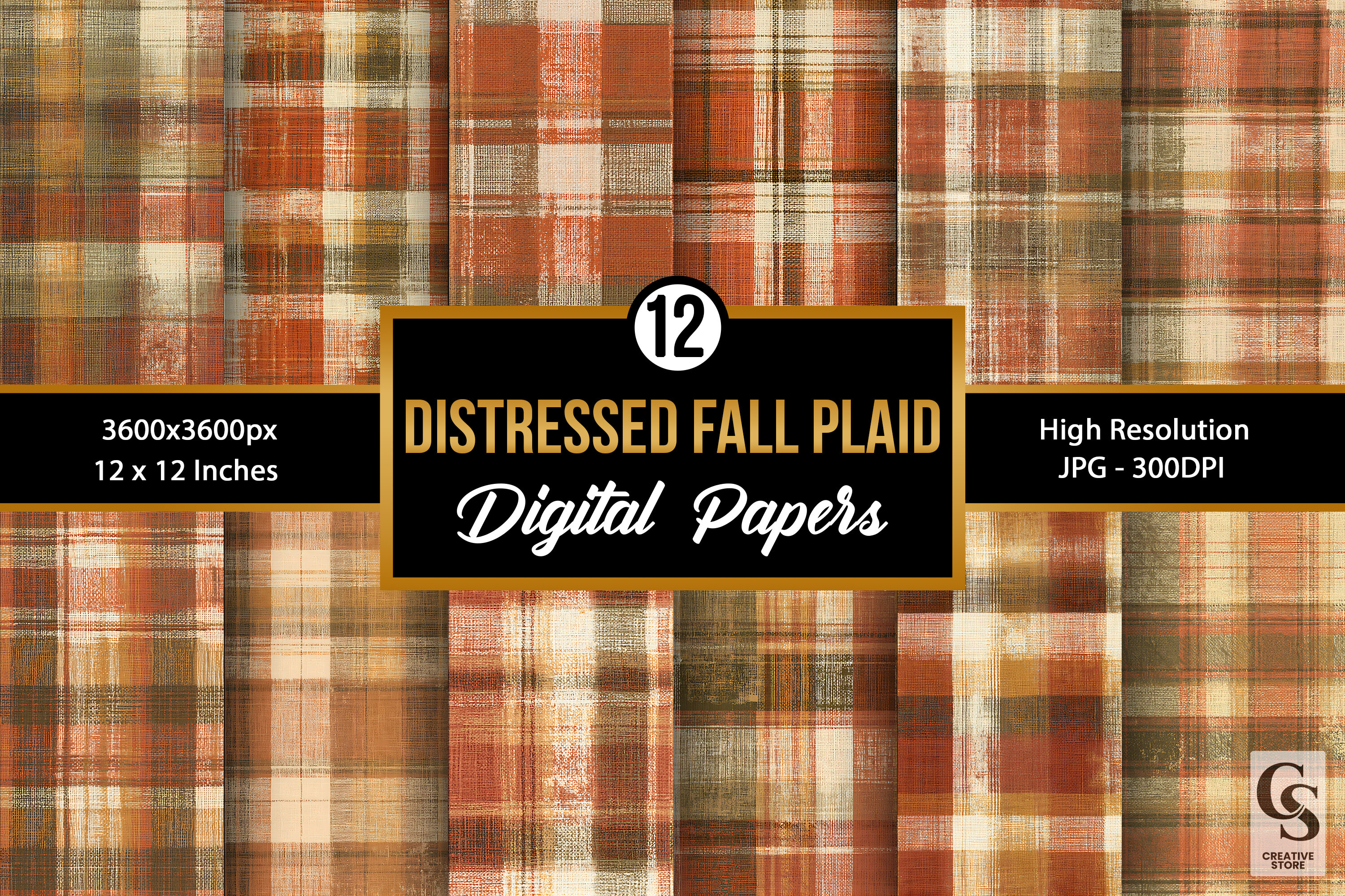 Distressed Fall Plaid Seamless Patterns