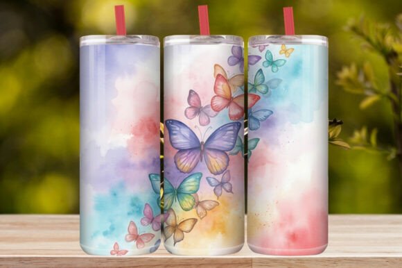 Dreamy Colorful Butterfly Tumbler Wrap
