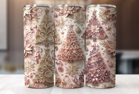 Elegant Pink Christmas Tree Tumbler Wrap