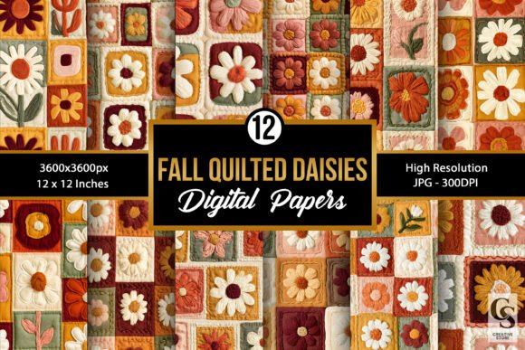 Fall Quilted Daisy Seamless Patterns