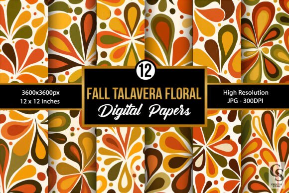 Fall Talavera Floral Seamless Patterns