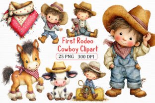 First Rodeo Cowboy Clipart Art Bundle Graphic by Creative Design ...