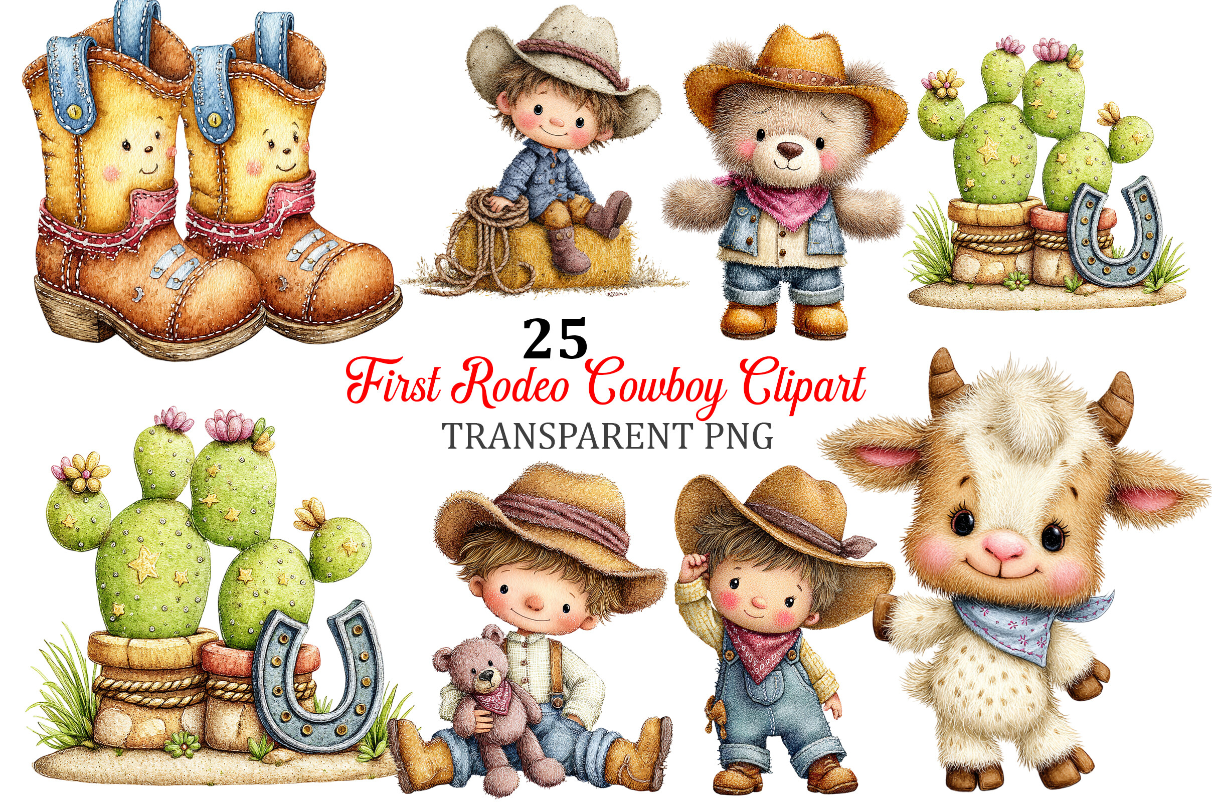 First Rodeo Cowboy Clipart Collection