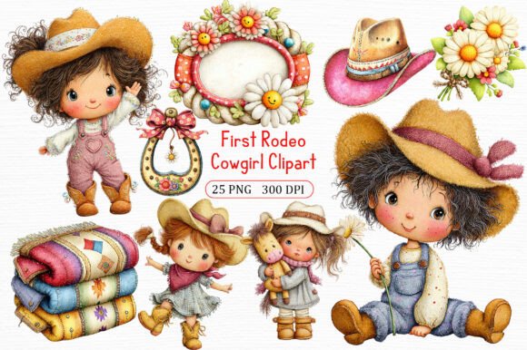 First Rodeo Cowgirl Clipart Art Bundle