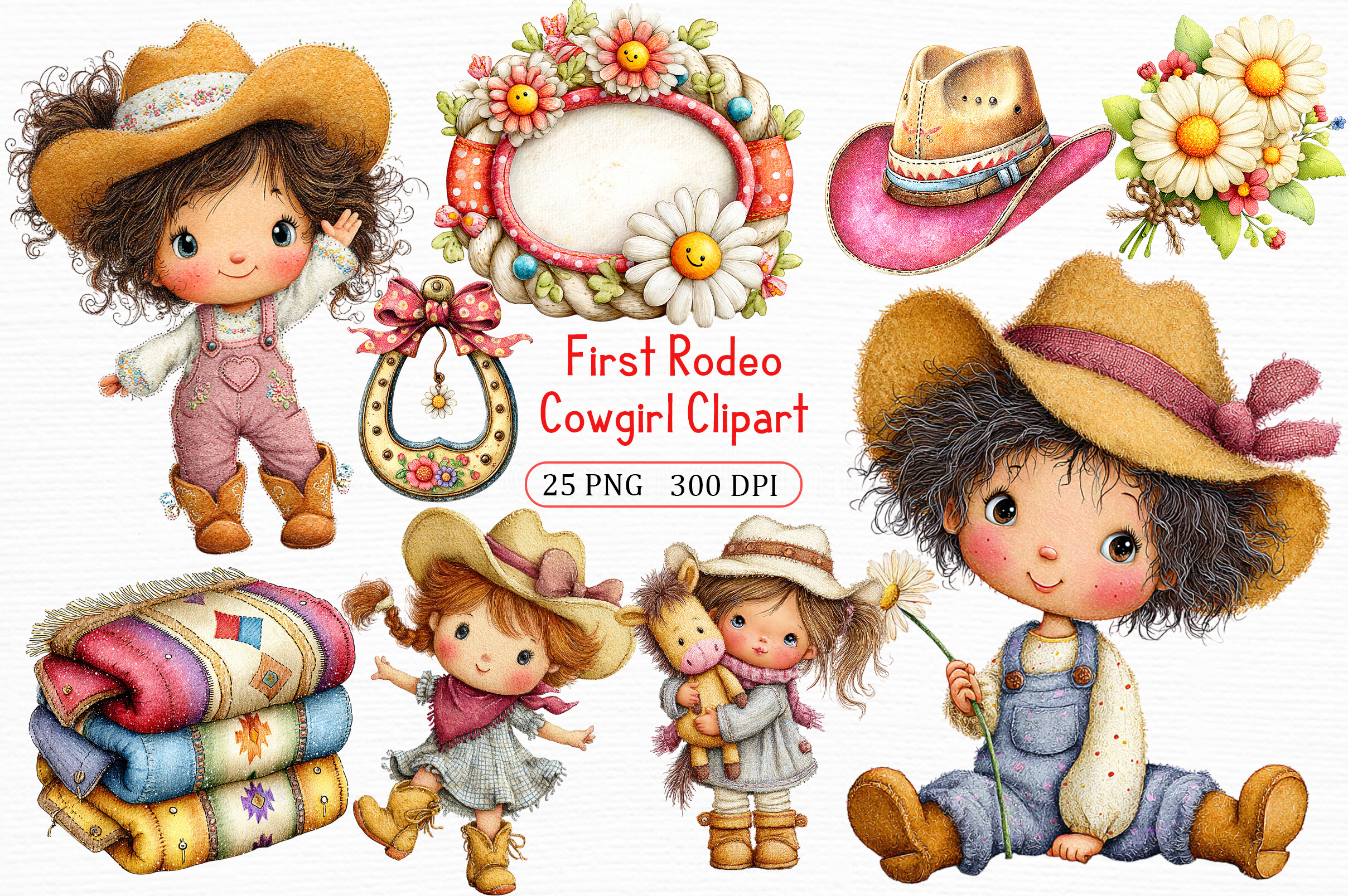First Rodeo Cowgirl Clipart Art Bundle