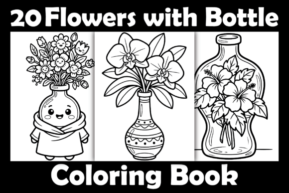 Flowers with Bottle Coloring Book