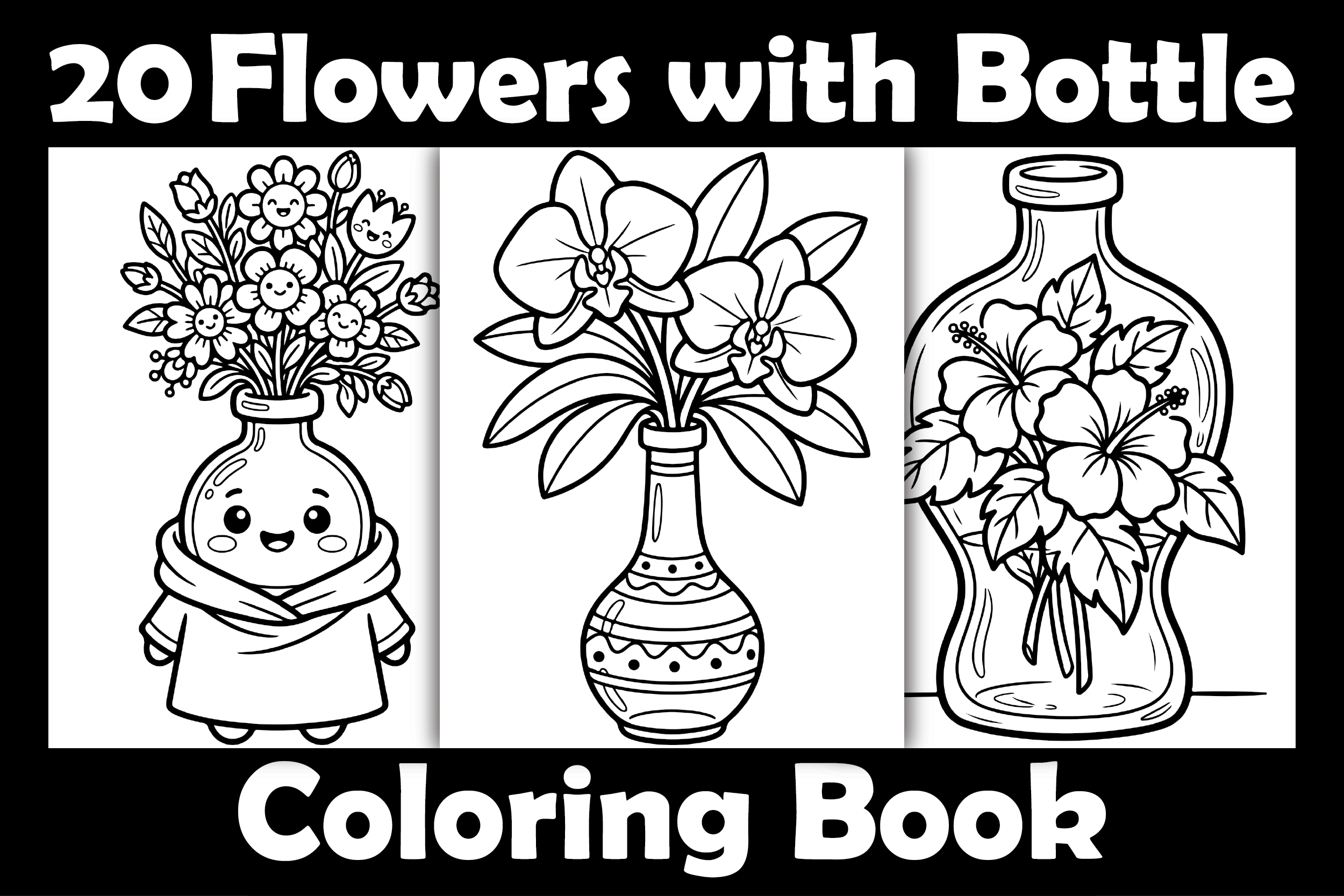Flowers with Bottle Coloring Book