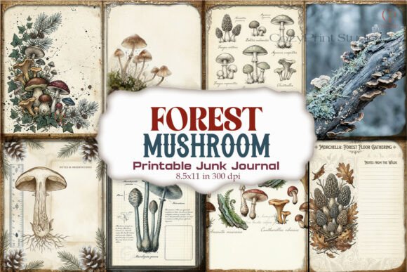Forest Mushroom Botanical Junk Journal