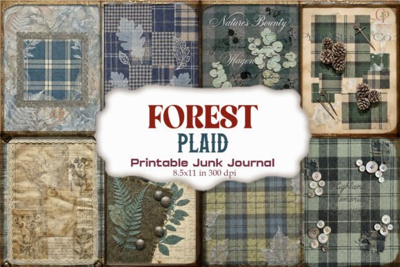 Forest Plaid Flannel Junk Journal Paper