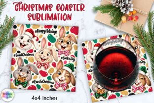 Funny Christmas Bunny Coaster Graphic by Designs by Ira · Creative Fabrica