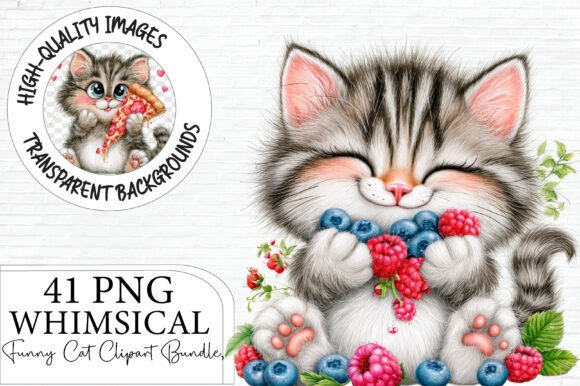 Funny Cute Cat Clipart Bundle PNG